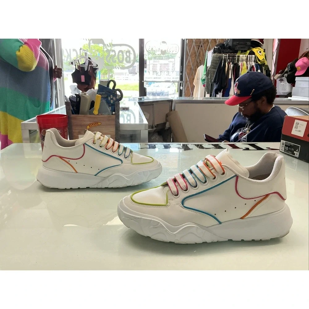 Alexander McQueen Court Trainer White Multi Sneaker 676691-WIA9P-9035 Size 40.5